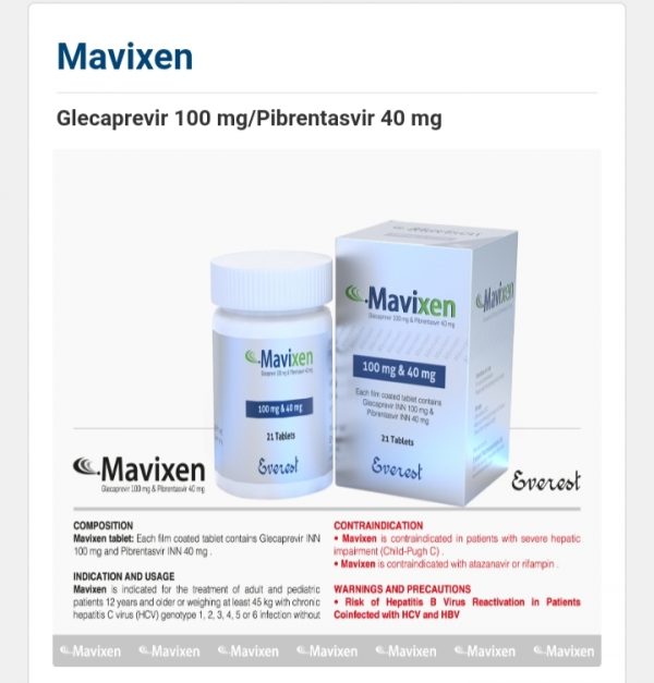 Mavixen 100 mg + 40 mg (Glecaprevir + Pibrentasvir)